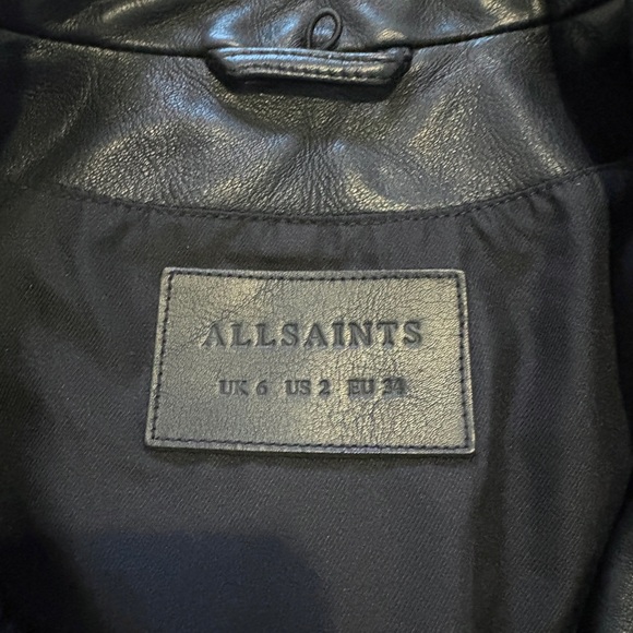 All Saints Black Leather Moto Jacket - Picture 3 of 8